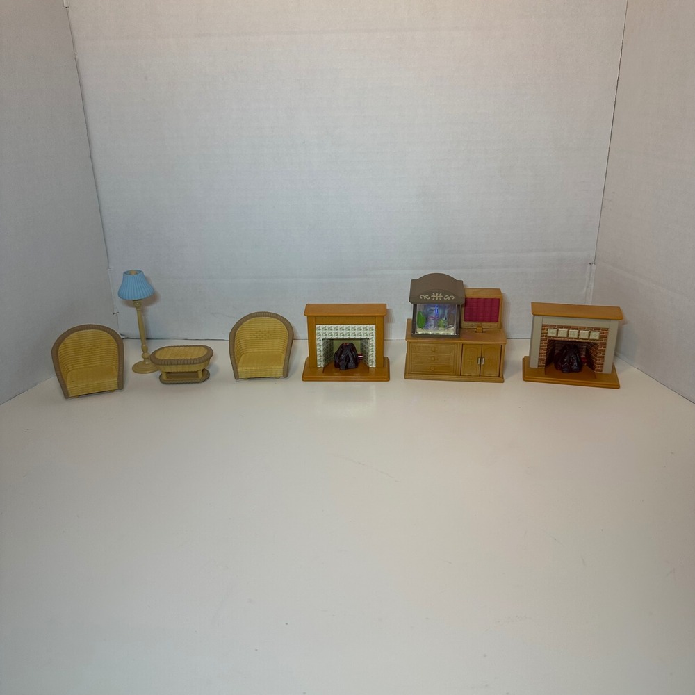 Vintage Sullivan Dollhouse Living Room Furniture 7pc Lighted Aquarium Lot